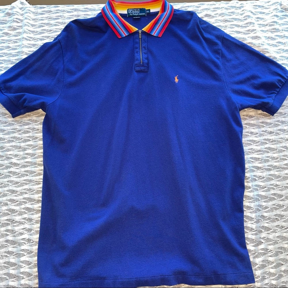 Vintage Polo 1/4 Zip Rainbow Collar XL